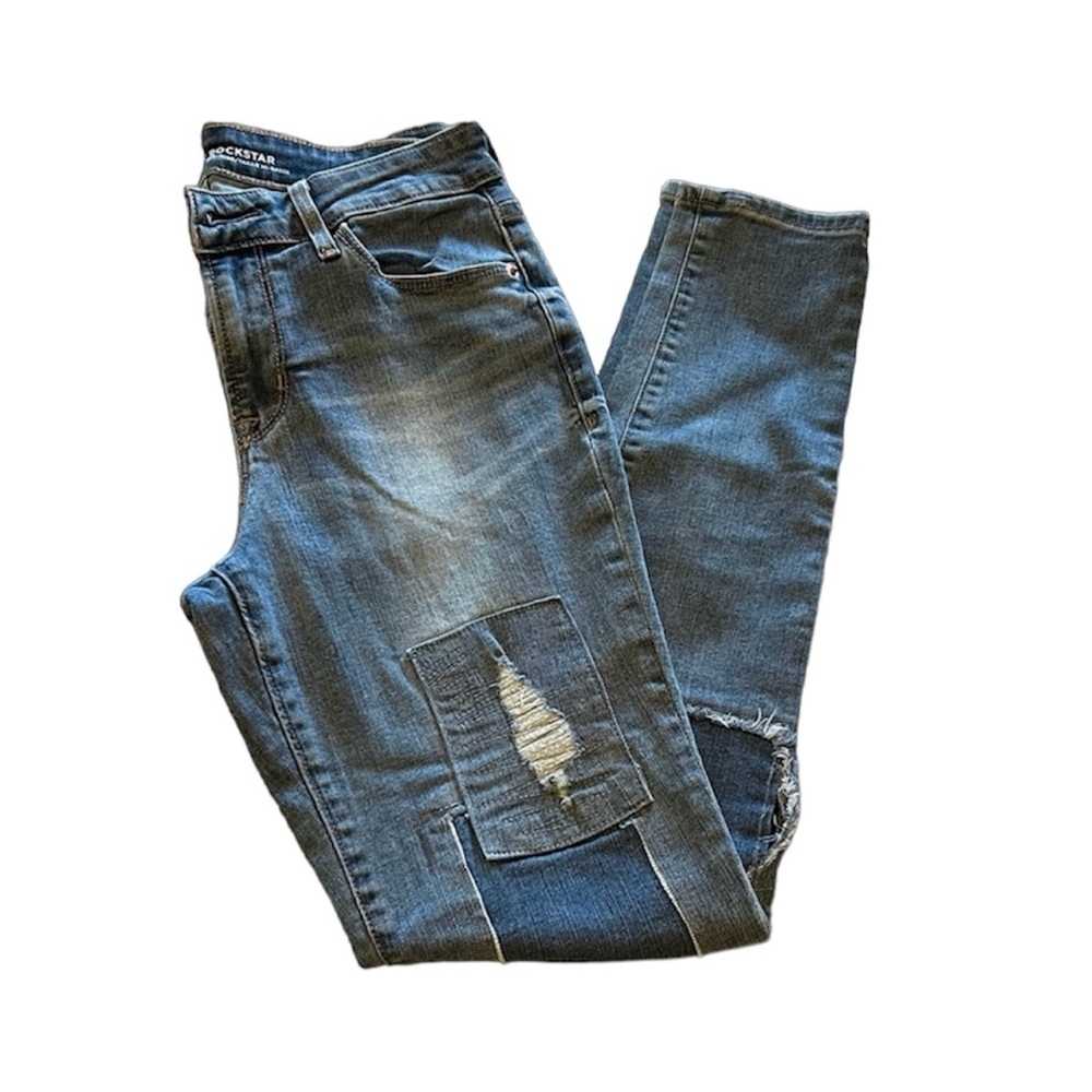 Old Navy Women's Rockstar Mid-Rise Reg Torn Distressed